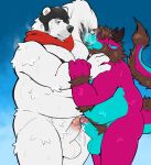 anthro arm_tuft armpit_fetish armpit_hair armpit_sniffing armpit_worship axel_(lazydergenboi) bear bodily_fluids body_hair body_worship chest_hair clothed clothing cum dominant dragon duo elbow_tuft epic_games erection felid fortnite fur furred_dragon furred_scalie genital_fluids genitals hi_res humanoid_genitalia humanoid_penis hybrid leaking_cum lion male male/male mammal mature_male musk musk_clouds musky_armpit mythological_creature mythological_scalie mythology overweight pantherine penis polar_bear polar_patroller scalie sniffing spazz_bear sweat tenting topless tuft ursine wrist_tuft