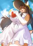 2025 anthro ball beach beach_ball big_breasts black_nose bow_ribbon breasts brown_hair canid canine canis chunithm chunithm_luminous claws clothing detailed_background domestic_dog ears_through_headwear eyebrow_through_hair eyebrows eyelashes fangs female finger_claws flower fur hair hat headgear headwear hi_res holding_beach_ball huge_breasts inflatable inuko_mimimi_(sega) kemono looking_at_viewer low-angle_view mammal mof_harumaki multicolored_body multicolored_fur multicolored_hair open_mouth orange_body orange_fur orange_hair palm_tree plant portrait sega sega_fave slightly_chubby slightly_chubby_anthro slightly_chubby_female small_tail smile snout solo sun_hat sunflower tail teeth thick_thighs three-quarter_portrait translucent translucent_hair tree water white_body white_fur wide_hips