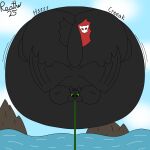 1:1 2025 absurd_res air_inflation belly belly_expansion big_belly big_butt big_cheeks black_body black_ears black_eyes black_tail black_wings blue_sky body_inflation butt butt_expansion cloud colored creaking digital_media_(artwork) dragon dreamworks european_mythology expansion feral flat_colors floating fury_(httyd) green_sclera hi_res hose hose_in_mouth hose_inflation how_to_train_your_dragon huge_belly huge_butt huge_cheeks hyper hyper_belly hyper_butt hyper_inflation immobile inflation male mythological_creature mythological_scalie mythology night_fury onomatopoeia outside puffed_cheeks reathe rock scalie sea signature sky solo sound_effects swelling tail text toothless water western_dragon wings