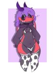 absurd_res animal_humanoid animal_print animal_print_bikini big_butt bikini bikini_thong bikini_top butt clothing cow_print cow_print_bikini dragon dragon_humanoid femboy fur hair hi_res humanoid hybrid kaiko_(kaikohoshi) kuki_lupi_kun male male/male multicolored_body multicolored_fur mythological_creature mythological_scalie mythology pattern_bikini pattern_clothing pattern_swimwear purple_hair red_body scalie solo swimwear thick_thighs two-piece_swimsuit