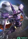  bandai beam_cannon cable commentary_request company_name copyright_logo copyright_name copyright_notice flying glowing glowing_eye gundam gundam_arsenal_base gundam_gquuuuuux hukutuuprunes kikeroga_(gquuuuuux) machinery mecha mecha_focus mobile_armor mobile_suit motion_lines no_humans official_art one-eyed pink_eyes realistic reveal robot science_fiction solo spoilers thrusters zeon 