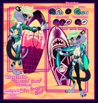 absurd_res beach_towel blue_eyes clothing color_swatch devil_horns_(gesture) eyebrow_piercing facial_piercing feet female fish fishnet_clothing fishnet_legwear fishnet_topwear gesture hair hand_gesture hi_res highlights_(coloring) hindpaw jacket leather leather_clothing leather_jacket leather_topwear legwear mammal marine markings model_sheet mole_(marking) mt_fujimori multicolored_hair mustelid otter pawpads paws piercing sea_otter shark shark_teeth simple_background studs surfboard text text_box the_great_wave_off_kanagawa tidal_wave topwear towel vaporwave wastedtimeee wetsuit