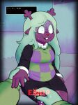 ambiguous_gender anthro antlers blonde_hair bodily_fluids bottomwear buckteeth checkered checkered_clothing checkered_topwear clothing constricted_pupils deer deltarune duo female freckles hair hand_holding hi_res horn human kris_(deltarune) mammal messy_hair navigator8 new_world_deer noelle_holiday pattern_clothing pattern_topwear platinum_blonde pupils red_nose reindeer scared shaking skirt small_pupils smile snowgrave spiked_ring sweat sweatdrop sweater teeth text topwear undertale_(series)