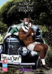 anthro bovid caprine cody_(falcon_mccooper) duo english_text equid equine goat greeting horse hug hugging_another hugging_from_behind male mammal muscular muscular_male purplebirdman shirtless shirtless_anthro shirtless_male size_difference smaller_male smile smirk text william_(falcon_mccooper)