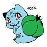 1:1 2025 ambiguous_gender bulbasaur claws closed_smile eyebrows eyelashes feral finger_claws flavia-elric generation_1_pokemon looking_back low_res mouth_closed nintendo pokemon pokemon_(species) pupils red_eyes sharp_teeth simple_background sitting smile snickering solo teeth toe_claws white_background white_pupils white_sclera