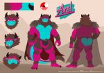 5_toes abs absurd_res ankle_tuft anthro arm_tuft armor axel_(lazydergenboi) barefoot beard blush butt butt_heart cape chaps chest_tuft clothing dragon elbow_tuft english_text erection facial_hair feet felid hi_res hybrid leather leather_armor leather_clothing leg_tuft lion male mammal mane model_sheet muscular muscular_male mythological_creature mythological_scalie mythology nelldemon nipple_outline nipples pantherine red_eyes scalie solo tail tail_tuft text toes tuft unconvincing_armor