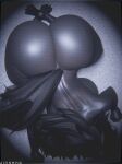 2025 3d_(artwork) all_fours anthro big_breasts big_butt black_body black_fur black_hair bone breasts butt canid canine digital_media_(artwork) digitigrade female fur hair hi_res high-angle_view huge_breasts huge_butt inside jinsang_(artist) malo mammal nude scp-1471-a scp_foundation skull skull_head solo tail