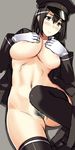  akitsu_maru_(kancolle) areola bottomless breasts kantai_collection open_shirt pubic_hair pussy thighhighs uniform wamwam 