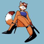 1:1 2023 anthro canid canine choker clothing female footwear fox green_eyes hi_res high_heels jewelry mammal markings mole_(marking) necklace red_fox sapervash shoes solo true_fox
