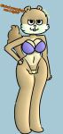 absurd_res anthro bikini bikini_top bodily_fluids brown_body brown_fur camel_toe clothing female fur genitals hand_on_hip hi_res mammal nickelodeon rodent sandy_cheeks sciurid solo spongebob_squarepants squishyskunk sweat swimwear thick_thighs thong tree_squirrel two-piece_swimsuit underwear vulva wide_hips