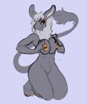 2025 absurd_res anthro bekahlf breast_play breast_squish breasts female fur grey_body hand_on_breast hi_res nipples nude orange_eyes orange_nipples orange_vulva simple_background solo squish tail tail_tuft tarva_(the_nature_of_predators) the_nature_of_predators tuft venlil_(the_nature_of_predators) wool_(fur) wool_hair