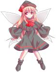  1girl a-pose alphes_(style) black_capelet black_dress black_hat black_socks blonde_hair bobby_socks bow bowtie capelet closed_mouth commentary_request dairi dress fairy fairy_wings full_body hair_between_eyes hat hat_bow large_variant_set legs_apart lily_black lily_white long_hair long_sleeves no_shoes parody red_bow red_bowtie red_eyes smile socks solo style_parody tachi-e touhou transparent_background variant_set wide_sleeves wings 