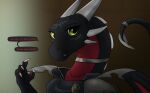 2023 activision apollyondragon asking badge blade claws cynder dialogue digital_drawing_(artwork) digital_media_(artwork) dragon european_mythology female feral green_eyes hi_res horn jewelry multi_horn mythological_creature mythological_scalie mythology necklace scalie solo spyro_the_dragon tail tail_blade text weapon_tail western_dragon wing_blade wings