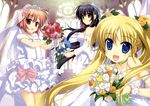  akiyama_mayu dress fujima_takuya no_bra smile_shooter suzuhira_airi usaki_yurina wedding_dress 