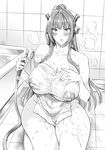  amagi_brilliant_park bathing fei monochrome naked nipples see_through sento_isuzu towel 