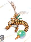  dragonite from_behind full_body head_wings highres looking_at_viewer looking_back lordyanyu mega_dragonite non-humanoid_robot pokemon pokemon_(creature) robot robot_dragon simple_background white_background wings 