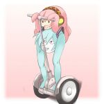  2girls aqua_hair blue_hair blush colored_skin hair_ornament handlebar headphones headset kus legs long_hair megurine_luka multiple_girls necktie no_humans octopus open_mouth pink_background pink_hair riding segway shirt shiteyan&#039;yo smile stack takoluka teeth tentacle_hair tentacles twintails upturned_eyes very_long_hair vocaloid what wheel white_skin 