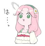  ... 1girl ^^^ blank_stare chibi flower green_eyes hairband hanami_kotoha hayashi_(kanzume) long_hair mahou_girls_precure! pink_hair precure shirt simple_background solo white_background white_shirt 