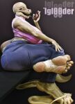 5_toes absurd_res anthro big_breasts big_butt blender_(artwork) boa_(snake) boa_constrictor boinae breasts butt clothing digit_ring digital_media_(artwork) feet female flip_flops foot_focus footwear hi_res iglooder jewelry margret_stalizburg on_phone reptile ring sandals scalie shoes simple_background sitting snake solo toe_ring toes