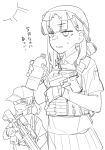  2girls air_glen baseball_cap battle_rifle bottle glock gloves goggles goggles_on_head greyscale gun handgun hat highres holster holstered hot mole mole_under_eye monochrome multiple_girls original ponytail rifle safety_glasses scope sweat translated water_bottle weapon white_background 