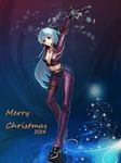  bodysuit christmas cleavage heels king_of_fighters kula_diamond no_bra open_shirt snk ushas 