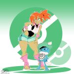 2025 5_toes alternate_species anthro armband band-aid band-aid_on_knee band-aid_on_leg bandage bandage_on_knee barefoot bottomwear clothing confident denim denim_bottomwear denim_clothing denim_shorts duo feet female freckles generation_1_pokemon hair hand_on_hip hands_on_hips hardtones hat headgear headwear hi_res human humanized kip_(hopping_gills) leg_warmers legwear male mammal membrane_(anatomy) nintendo one-piece_swimsuit orange_eyes orange_hair plantigrade pokeball pokemon pokemon_(species) poliwag priscilla_anchorstream raised_heel sailor_collar shorts signature swimwear tail teeth tied_hair toes tooth_gap webbed_feet