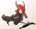 2023 absurd_res anthro belt bodily_fluids boots bottomwear bullet_hole bulletproof_vest clothed clothing combat_boots cross-popping_vein digital_media_(artwork) elisa_(kosatich) female footwear fur gloves_(marking) grey_body grey_fur gun hair handgun hi_res holding_gun holding_object holding_ranged_weapon holding_weapon jacket kneeling kosatich lagomorph leporid looking_at_viewer mammal markings on_ground open_clothing open_jacket open_mouth open_topwear pants rabbit ranged_weapon red_hair revolver rolled_up_sleeves shadow shoes short_hair shotgun signature simple_background smile solo spas-12 sweat sweatdrop topwear weapon white_background white_body white_fur