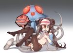  anal breast_hold breasts censored fellatio kuronell mei_(pokemon) monster nipples no_bra nopan pantyhose pokemon pussy sex shirt_lift tentacles torn_clothes 