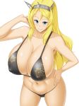  1girl blonde_hair breasts huge_breasts kantai_collection kawanuma_uotsuri nelson_(kantai_collection) smile solo 