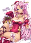  christmas cleavage dress koihime_musou monety no_bra nopan sonsaku 