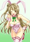  animal_ears bunny_ears bunny_girl cleavage kamegon love_live! minami_kotori thighhighs 