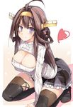  cleavage kantai_collection kongou_(kancolle) shizukyuki sweater thighhighs 