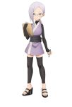  1girl anime_coloring black_shirt black_thighhighs blush breasts closed_mouth full_body glasses hand_up holding holding_notebook holding_pen japanese_clothes kimono kimono_skirt kunoichi_tsubaki_no_mune_no_uchi long_hair long_sleeves looking_at_viewer low_ponytail ninja notebook obi official_art okuda_yousuke parted_bangs pen ponytail purple_kimono sash semi-rimless_eyewear shirt short_kimono simple_background sleeveless sleeveless_kimono small_breasts solo standing sumire_(kunoichi_tsubaki_no_mune_no_uchi) tachi-e thighhighs transparent_background tsurime turtleneck turtleneck_shirt under-rim_eyewear v-shaped_eyebrows wedge_heels white-framed_eyewear 