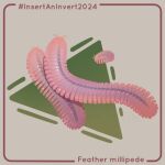 2024 ambiguous_gender antennae_(anatomy) arthropod border cuttledreams dated digital_drawing_(artwork) digital_media_(artwork) english_text feather_millipede feral glistening glistening_body grey_background group hashtag larger_ambiguous larger_feral millipede myriapod pink_body red_border segmented_body simple_background size_difference smaller_ambiguous smaller_feral species_name text trio