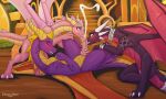 absurd_res activision animal_genitalia blush bodily_fluids claws collaborative_penis_lick cum cumshot cynder dragon dreyk-daro ejaculation ember_(spyro) erection female feral feral_on_feral ffm_threesome genital_fluids genital_slit genitals group group_sex hi_res horn knot knotted_penis long_neck lying male male/female membrane_(anatomy) membranous_wings mythological_creature mythological_scalie mythology on_back penis pink_body pink_scales purple_body purple_scales scales scalie sex spyro spyro_the_dragon threesome trio ventral_scales vulva wings yellow_body yellow_scales