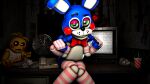 3d_(artwork) absurd_res animatronic anthro armwear avian beakless bib bird blue_body bow_tie buckteeth chicken clothing confusion digital_media_(artwork) duo elbow_gloves electronics female femboy fingerless_gloves five_nights_at_freddy's five_nights_at_freddy's_2 furniture galliform gallus_(genus) gesture gloves green_eyes hand_gesture handwear heart_symbol hi_res inside lagomorph legwear leporid looking_at_viewer lovetaste_chica machine male mammal monitor on_table open_mouth pattern_armwear pattern_clothing pattern_elbow_gloves pattern_fingerless_gloves pattern_gloves pattern_handwear pattern_legwear pattern_thigh_highs phasianid pink_armwear pink_clothing pink_elbow_gloves pink_fingerless_gloves pink_gloves pink_handwear pink_legwear pink_thigh_highs pointing pointing_at_another pupils rabbit raised_finger raised_index_finger robot robot_anthro scottgames sharp_teeth shocked sitting sitting_on_table smile smiling_at_viewer source_filmmaker_(artwork) striped_armwear striped_clothing striped_elbow_gloves striped_fingerless_gloves striped_gloves striped_handwear striped_legwear striped_thigh_highs stripes table teeth thigh_highs toy_bonnie_(fnaf) toy_chica_(fnaf) white_pupils zelyonka