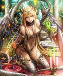  cleavage heels horns komecchi pointy_ears tattoo thighhighs wings 
