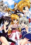  animal_ears dress einhart_stratos fujima_takuya heterochromia mahou_shoujo_lyrical_nanoha mahou_shoujo_lyrical_nanoha_vivid olivie_segbrecht sieglinde_jeremiah thighhighs vivio 