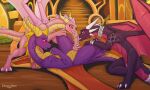 absurd_res activision animal_genitalia blush claws collaborative_penis_lick cynder dragon dreyk-daro ember_(spyro) erection female feral feral_on_feral ffm_threesome genital_slit genitals group group_sex hi_res horn knot knotted_penis long_neck lying male male/female membrane_(anatomy) membranous_wings mythological_creature mythological_scalie mythology on_back penis pink_body pink_scales purple_body purple_scales scales scalie sex spyro spyro_the_dragon threesome trio ventral_scales vulva wings yellow_body yellow_scales