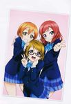  hoshizora_rin koizumi_hanayo love_live! megane murota_yuuhei nishikino_maki seifuku 