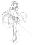  dress heels kirisato_itsuki monochrome rwby sketch weiss_schnee 