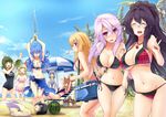  animal_ears bikini cleavage cu-no hisen_kaede megane school_swimsuit swimsuits sword yayoi_sakura 