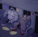 abs anthro armpit_hair armpit_tuft arms_behind aroused aroused_male aroused_smile balls barefoot biceps big_muscles big_pecs black_penis blue_bottomwear blue_clothing blue_hat blue_headwear blue_jeans blue_pants bodily_fluids body_hair bottomwear chair clothed clothing denim denim_bottomwear denim_clothing duo erection eyes_closed feet felid feline footwear footwear_only fur furniture genital_fluids genitals grey_body grey_fur grin hand_on_hip hands_behind_head hat headgear headwear hi_res inside_train jeans leaning leaning_backward leaning_on_chair looking_pleasured male male/male male_peeing mammal markings mostly_nude mostly_nude_anthro mostly_nude_male muscular muscular_anthro muscular_male night nipples oekanuki on_chair open_bottomwear open_clothing open_jeans open_pants pantherine pants pecs peeing peeing_on_ground peeing_together peeing_while_erect penis procyonid public public_exposure public_nudity public_transportation public_urination raccoon rapid_transit red_clothing red_footwear red_shoes relaxation relaxed_expression relaxing relieved resting resting_head resting_on_arms riding_train shoes shoes_only sitting sitting_on_chair smile snow_leopard spots spotted_body spotted_fur spotted_markings steam subway thick_arms thick_thighs topless topless_anthro topless_male train train_car trucker_hat unbuttoned unbuttoned_bottomwear unbuttoned_jeans unbuttoned_pants urine urine_from_penis urine_on_ground urine_pool urine_stream vehicle watersports white_body white_fur yellow_urine