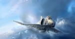  1boy aim-7_sparrow aim-9_sidewinder air-to-air_missile aircraft airplane cloud english_commentary external_fuel_tank f-4_phantom_ii fighter_jet flying helmet highres julien_lepelletier military_vehicle original outdoors pilot_helmet roundel signature sky united_states_navy vehicle_focus 