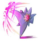  absurdres commentary_request full_body gem highres kicking mega_pokemon mega_starmie no_humans pokemon pokemon_(creature) pokemon_focus red_gemstone shadow signature simple_background solo starmie taketori_subalu white_background 