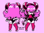 2025 2_horns accessory bat_wings big_horn bracelet butt chocovania chocovania_(chocovania) clothed clothed_female clothed_humanoid clothing demon demon_humanoid digital_media_(artwork) ear_piercing eyelashes female female_humanoid front_view full-length_portrait furgonomics hair hair_accessory hairband head_horn hip_wings horn horned_humanoid humanoid humanoid_pointy_ears imp jewelry legwear leotard membrane_(anatomy) membranous_wings not_furry open_mouth piercing pink_hair pink_tail pointy_ears portrait rear_view red_clothing red_legwear red_thigh_highs simple_background solo spade_tail spiked_bracelet spiked_tailband spikes tail tail_accessory tailband text thigh_highs unusual_wing_placement white_sclera wings