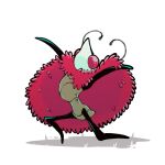 1boy antennae arms_up arthropod_boy cloak commentary english_commentary full_body hollow_knight hollow_knight:_silksong male_focus on_one_knee pr_quote red_cloak red_eyes shadow solo trobbio_(hollow_knight) white_background 