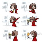 2018 4_fingers animal_crossing anthro arms_bent black_eyes black_nose blonde_hair blue_bottomwear blue_clothing blue_skirt bottomwear brother_(lore) brother_and_sister_(lore) brown_eyebrows button_(fastener) canid canine canis clothed clothed_anthro clothed_female clothed_male clothing colored cookieboy011 dabbing digby_(animal_crossing) digital_drawing_(artwork) digital_media_(artwork) dipstick_tail domestic_dog duo ellipsis embarrassed english_description exclamation_point eyebrows eyes_closed eyewear featureless_legs female fingers floppy_ears freckled_face freckles frowning_at_another fully_clothed fully_clothed_anthro fully_clothed_female furniture glasses hair inside isabelle_(animal_crossing) looking_at_another lop_ears male mammal markings meme mouth_closed multiple_scenes necktie nintendo orange_ears orange_hair piggy_bank plant plant_pot pockets potted_plant pupils rectangular_glasses red_clothing red_suit shaded shih_tzu short_hair sibling_(lore) simple_shading sister_(lore) skirt speech_bubble standing straight_arms suit surprised table tail tail_markings thinking toy_dog two_tone_tail walking_away wall_(structure) white_dress_shirt white_pupils white_tail_tip yellow_necktie yellow_tail