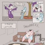 2025 after_eating anthro appliance beverage bovid box canid canine canis caprine clothed clothed_anthro clothed_male clothing comic container dialogue diploma doc_(living_lupis) duo english_text eyewear fast_food food fridge fully_clothed fully_clothed_anthro fully_clothed_male fur furniture glasses graduation graduation_cap graduation_gown graduation_robe hi_res hooves horn kitchen_appliance living_lupis male mammal minifridge outside partially_clothed_anthro partially_clothed_male pink_body pink_fur pink_wool pizza_box purple_cap purple_clothing purple_gown purple_robe purple_robes robe sandwich_(food) shawn_(living_lupis) sheep sleeping slightly_chubby snoring sofa speech_bubble text text_box time_skip underwear wearing_glasses weight_gain wolf wool_(fur)