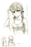  bad_id bad_pixiv_id charlotte_e_yeager clueless gertrud_barkhorn hair_ribbon highres kisetsu monochrome multiple_girls ribbon sepia sketch sports_bra strike_witches sweat towel translated twintails world_witches_series 